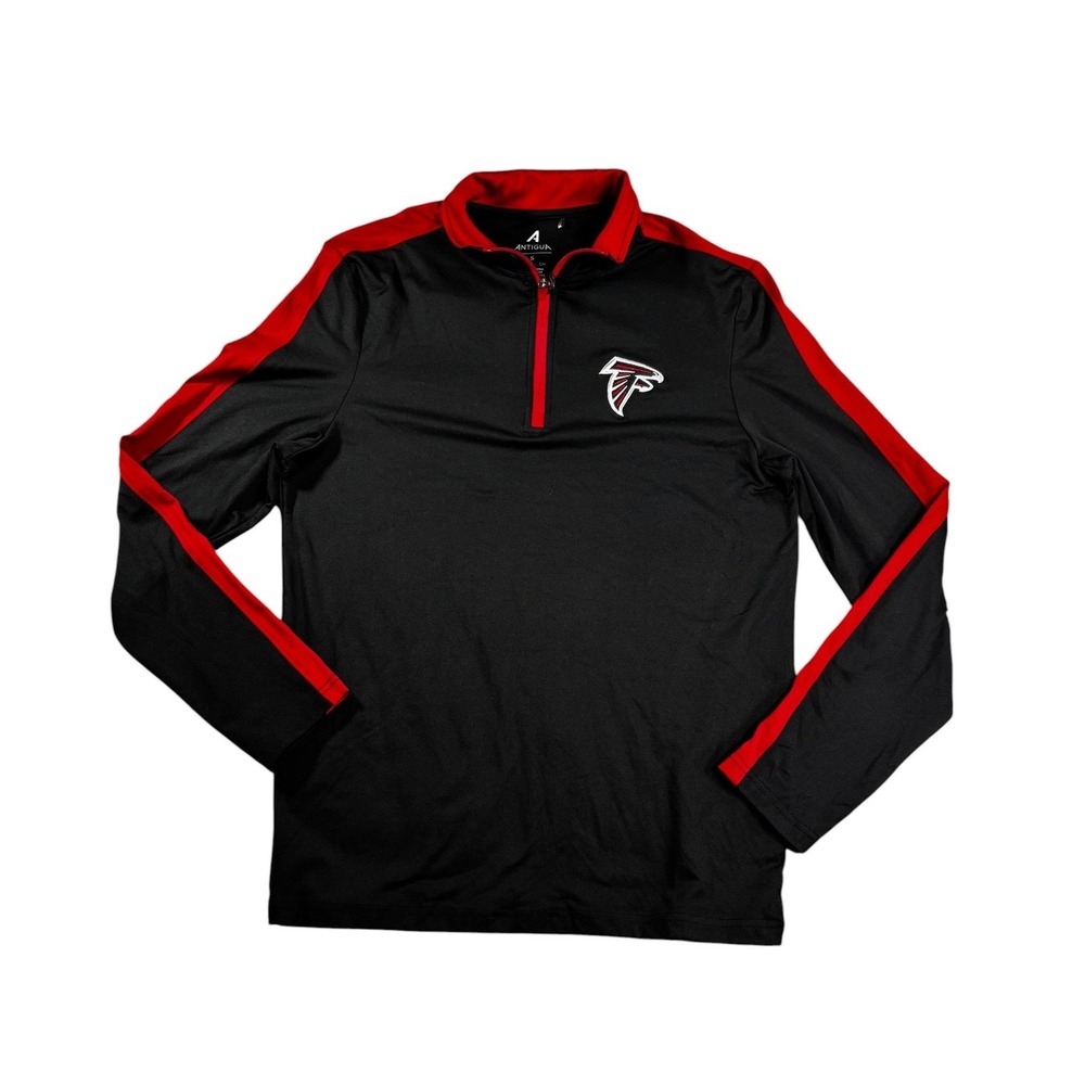 Antigua Atlanta Falcons NFL Quarter Zip Pullover Mens Small Black Red EB2707 NEW
